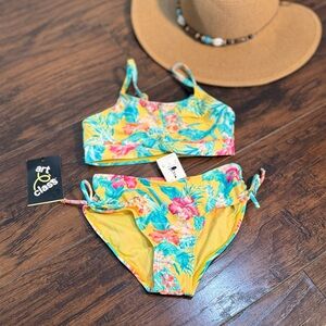 Art Class Yellow and Blue Bikini Set Vibrant Swimwear